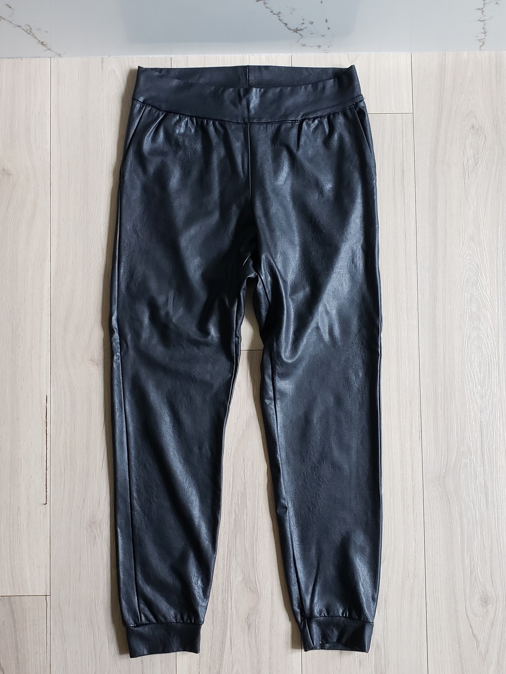 Commando Black Faux Leather Jogger Pants‎ Womens